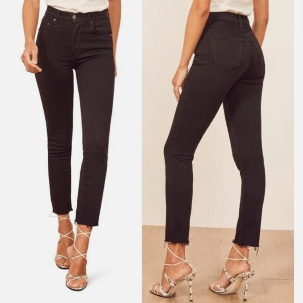 Reformation Black Skinny Crop Jeans 25